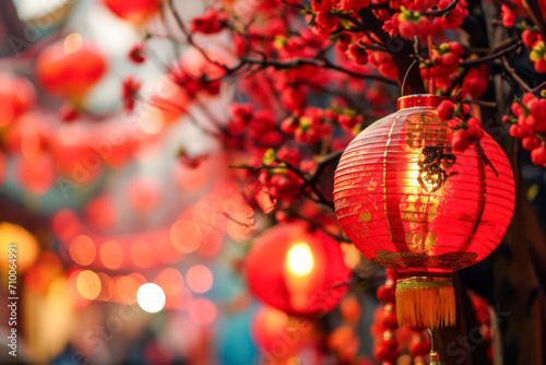 Red lanterns during Chinese lantern festival photo