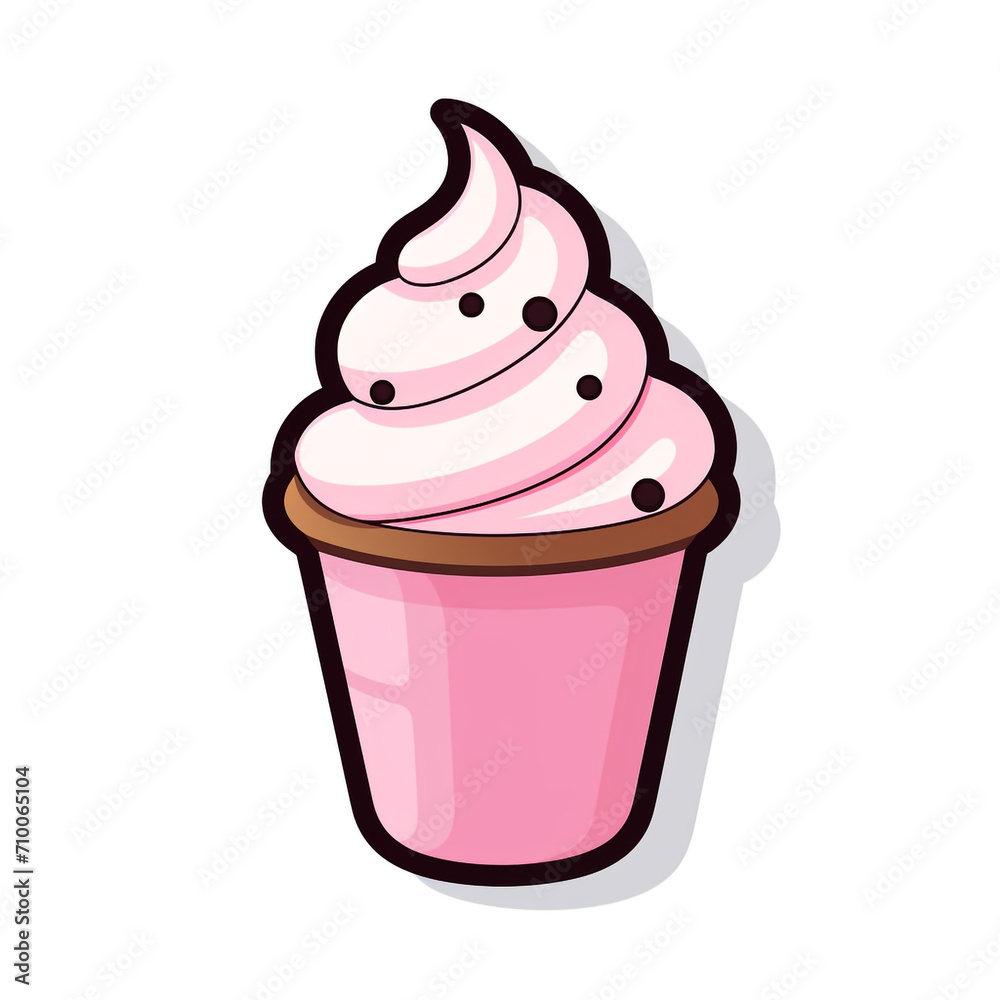 A Cup ice cream Sticker Clipart on a White Background created with Generative Ai A Cup ice cream Sticker Clipart on a White Background created with Generative Ai