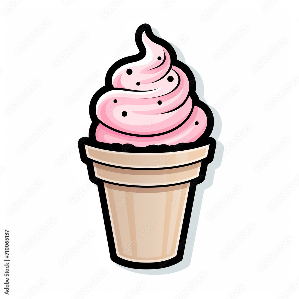 A Cup ice cream Sticker Clipart on a White Background created with Generative Ai A Cup ice cream Sticker Clipart on a White Background created with Generative Ai