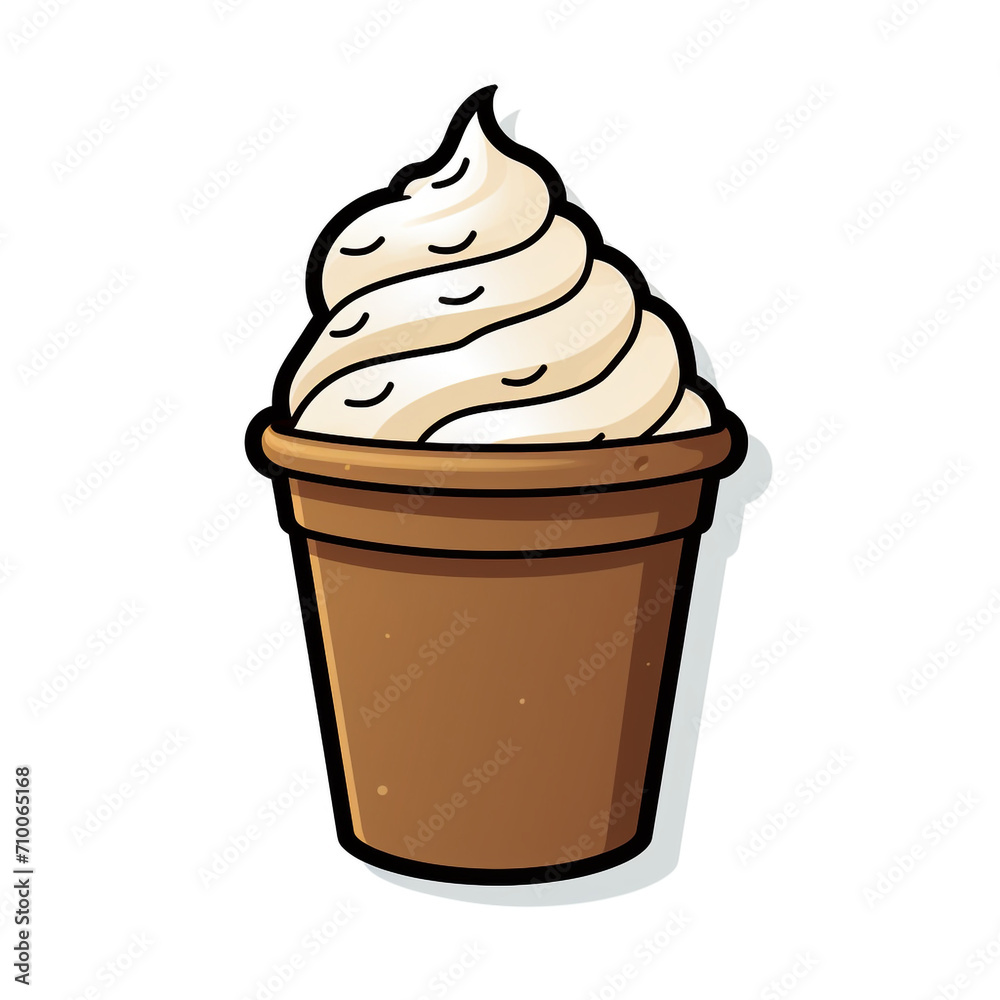 A Cup ice cream Sticker Clipart on a White Background created with Generative Ai