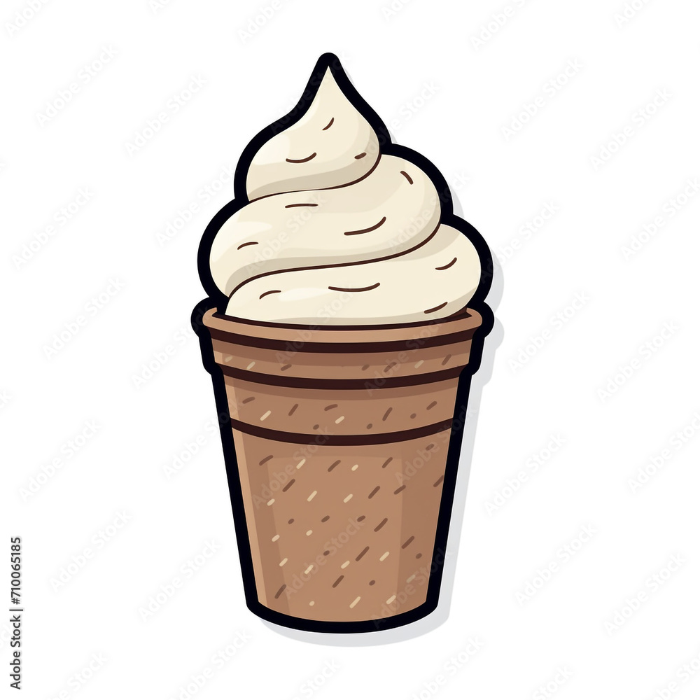 A Cup ice cream Sticker Clipart on a White Background created with Generative Ai