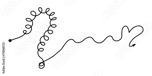 Concept of transition from complicated question to simple love. Doodle line chaos scribble. Vector illustration