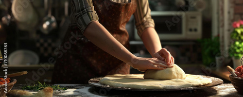 a chef preparing dough for pizza
