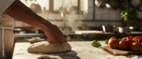 a chef preparing dough for pizza