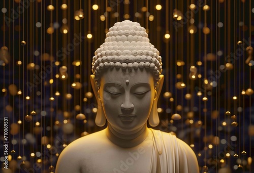 buddha in meditation on cloudy and beautiful