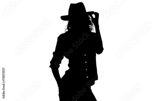 vector Beautiful and mysterious young woman body expression silhouette black and white vector image Fashion beauty on transparent white background