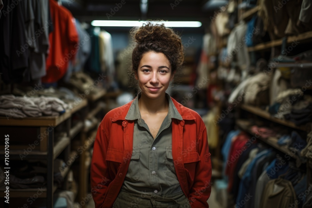 Portrait of a female worker in second hand store