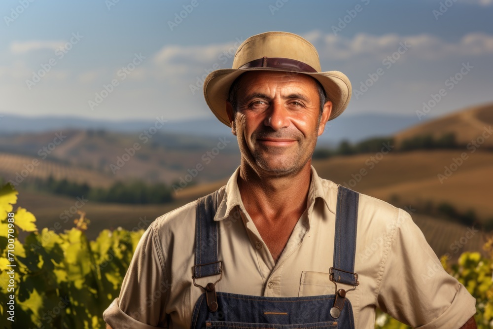 Portrait of a smiling man in the vineyard