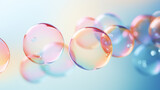 Colorful soap bubbles on light background