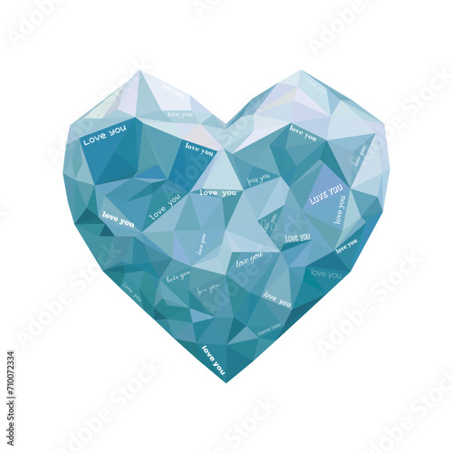 blue love, St. Valentine's Day, postcard heart, polygonal art, blue heart poster, low poly, love you, titanic, crystal