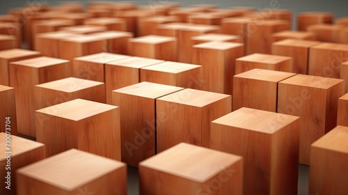 wooden cubes on a wooden surface that are illuminated by diffuse lighting