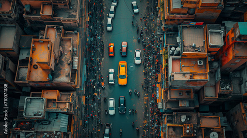 aerial view of indian streets, ai