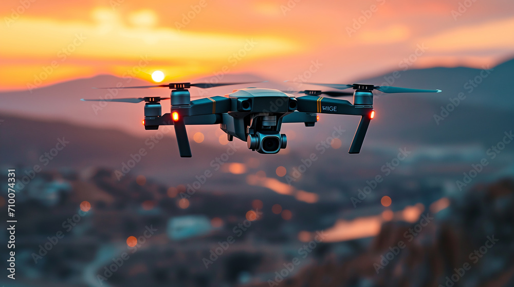 flying drone making a photo flying drone making a photo