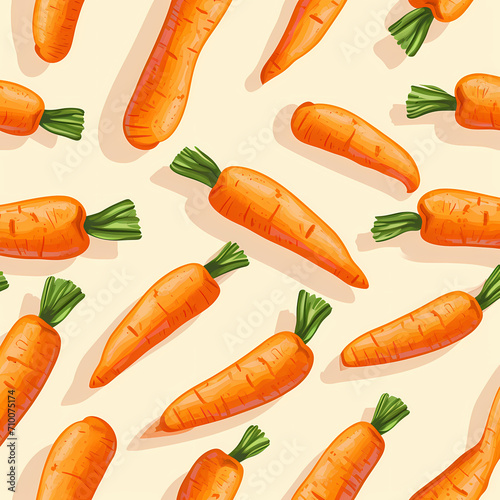 Seemless design pattern carrot, abstract, cartoon style