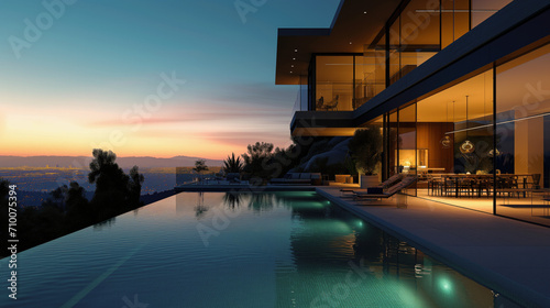 Luxury magnificent villa with a pool overlooking Los Angeles. © Roxy jr.
