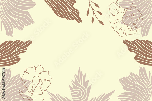 Wallpaper Mural Botanical hand-drawn background with leaves and flowers on a brown background. Vector illustration Torontodigital.ca