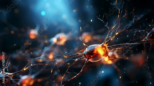 Neurons Brain Cell Medical with Black Background