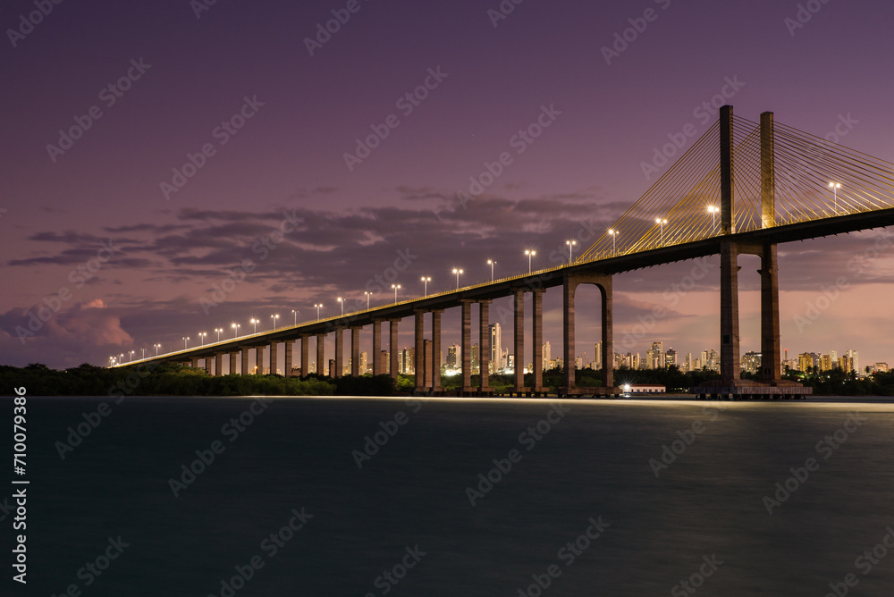 Newton Navarro Bridge in Natal City at Night
