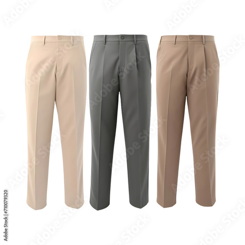 Variations of Unisex trousers isolated on transparent background