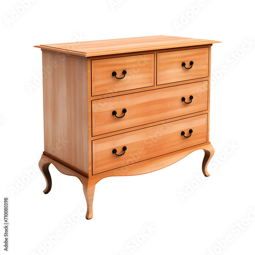 Brown wooden dresser cabinet isolated on transparent background