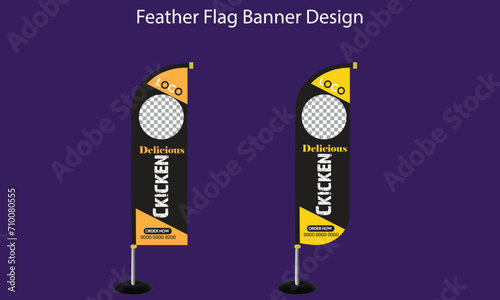 Food feather flag design for restaurant or cafe