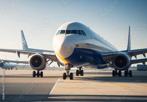 Passenger airplane getting ready for flight 