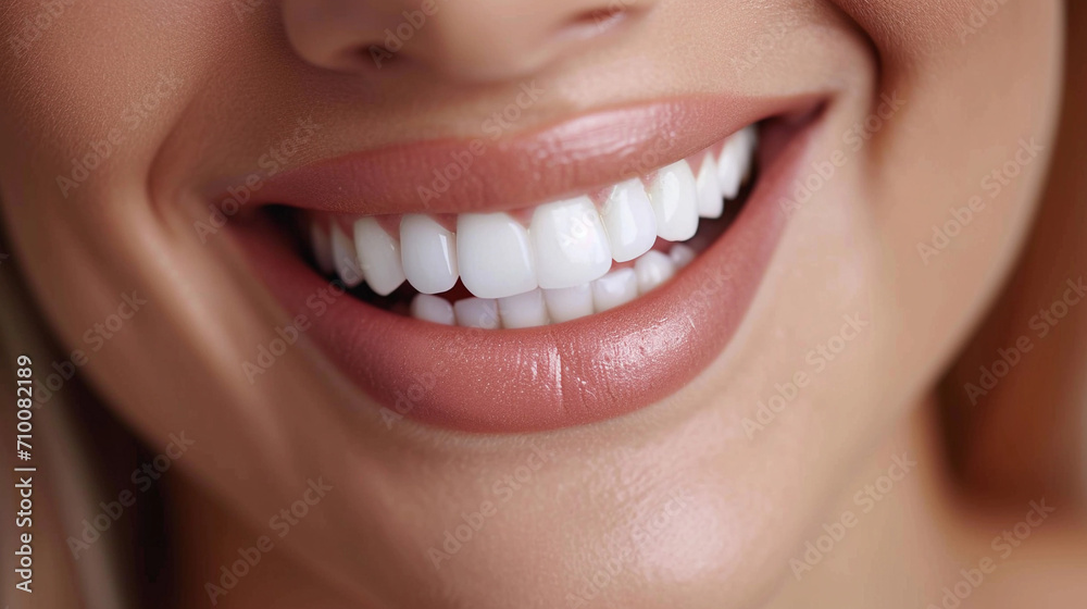 A patient at the dentist. Beautiful smile with white teeth A patient at the dentist. Beautiful smile with white teeth