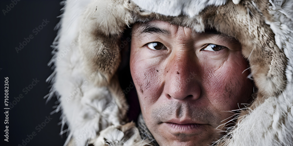 studio portrait of an Inuit man
