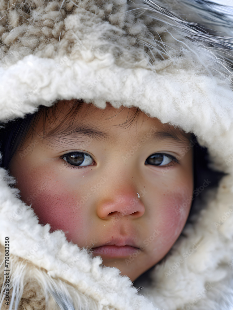 studio portrait of an Inuit child studio portrait of an Inuit child
