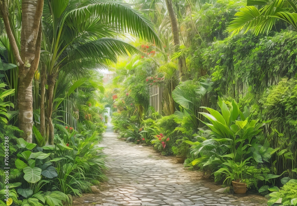 Obraz premium Alley in tropical garden 