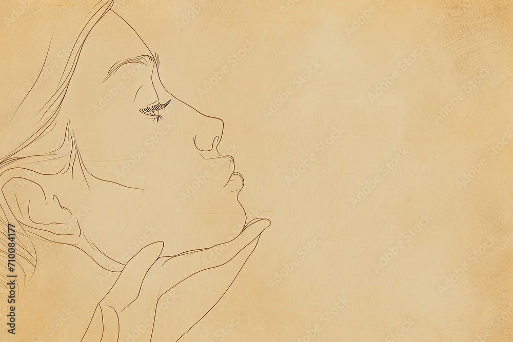 Fototapeta premium female silhouette drawing hand illustration digital, in the style of minimalist canvases