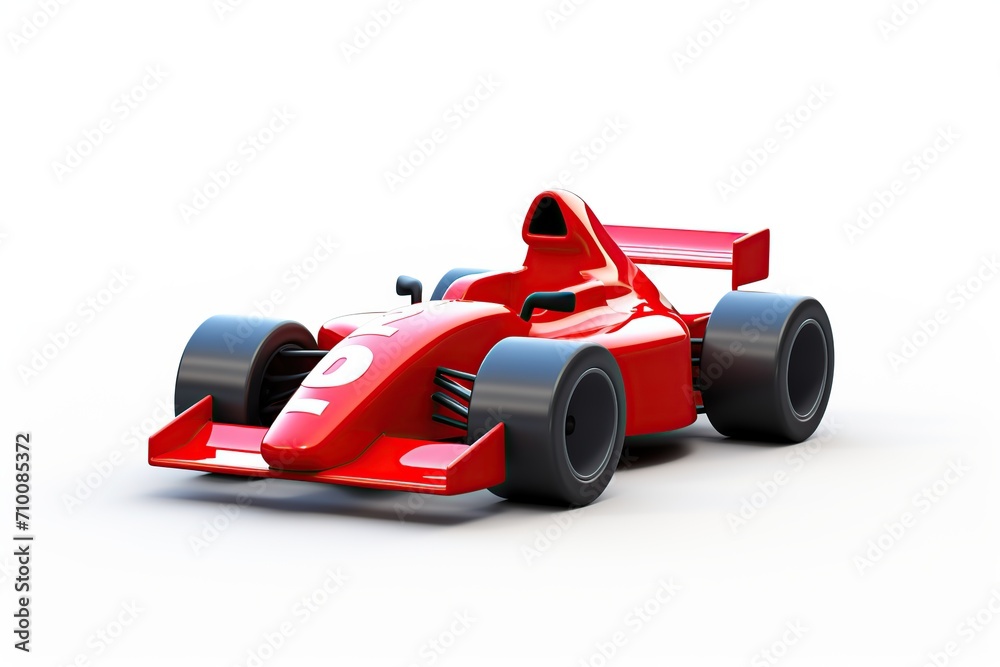 Illustration of cartoon race car on white background