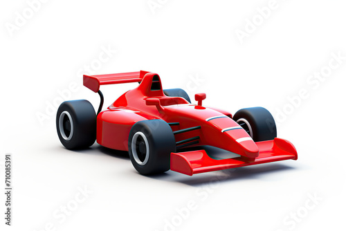 Illustration of cartoon race car on white background © Alina
