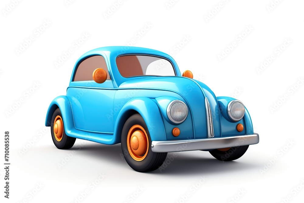 Illustration of cartoon retro car isolated on white background