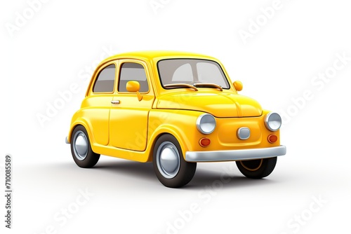 Illustration of yellow car on white background
