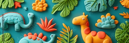 colorful toys make a 3d cute dinosaur