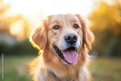 Retriever dog on blurred background