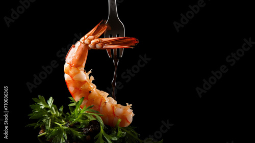 shrimp isolated on black background