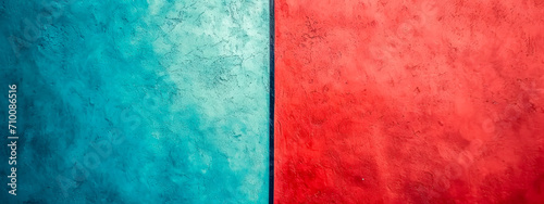 Red and blue wall art enliven interior