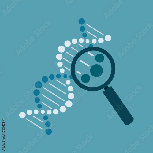 DNA model research testing flat icon. Vector illustration