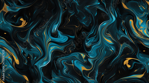 Aqua and Gold Marble Abstract