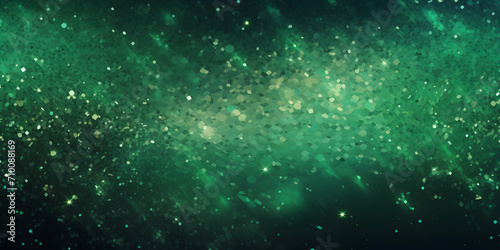 Abstract dark green background with golden sparkle