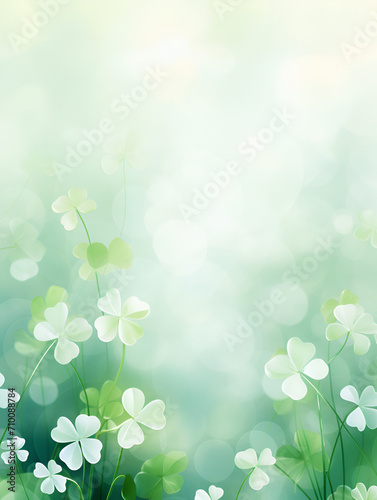 Abstract blurry green lucky shamrock leaves background