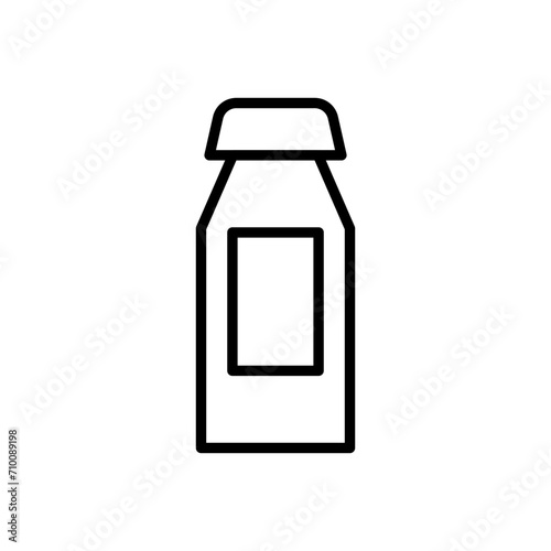 Vector black line icon bottle of milk isolated on white background