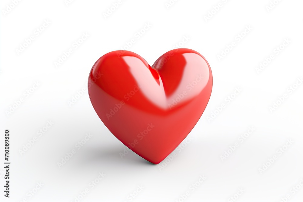 Illustration of cartoon red heart isolated on white background
