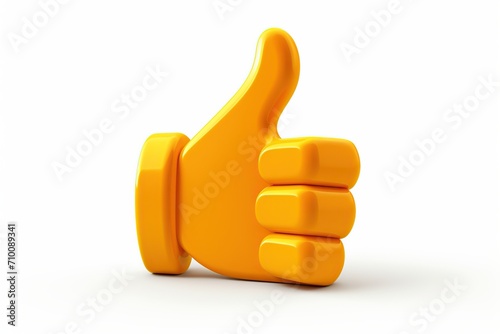 Illustration of yellow color thumb up on white background