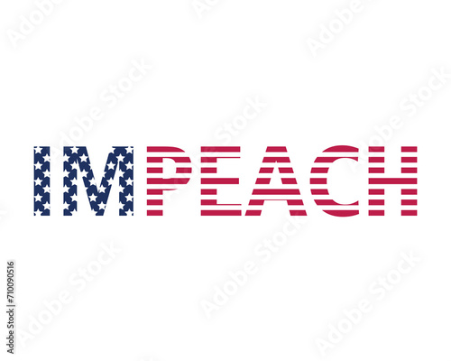 Word IMPEACH in colors of USA flag on white background