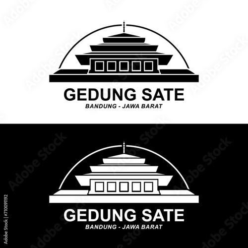 Vector gedung sate silhouette vector illustration photo