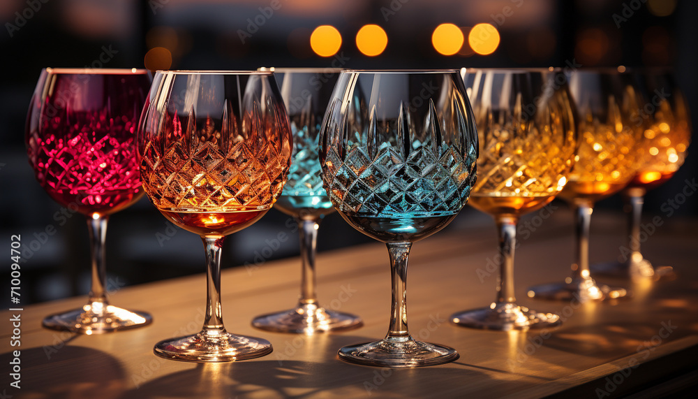 Luxury celebration, drink wine, glass, elegant reflection generated by AI Luxury celebration, drink wine, glass, elegant reflection generated by AI