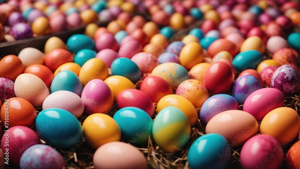 Fototapeta premium Colorful easter eggs background. Happy Easter concep